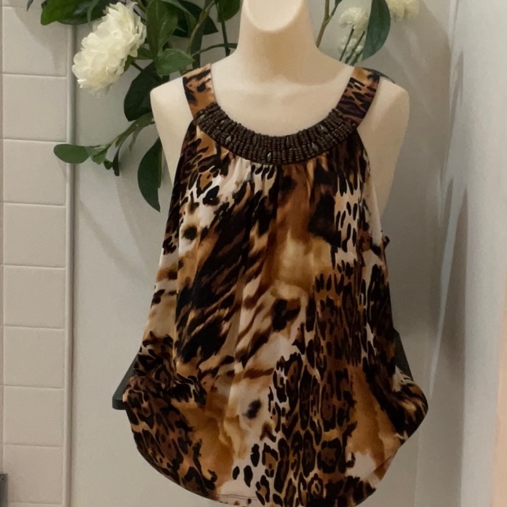 AGB Leopard Print Sleeveless Top